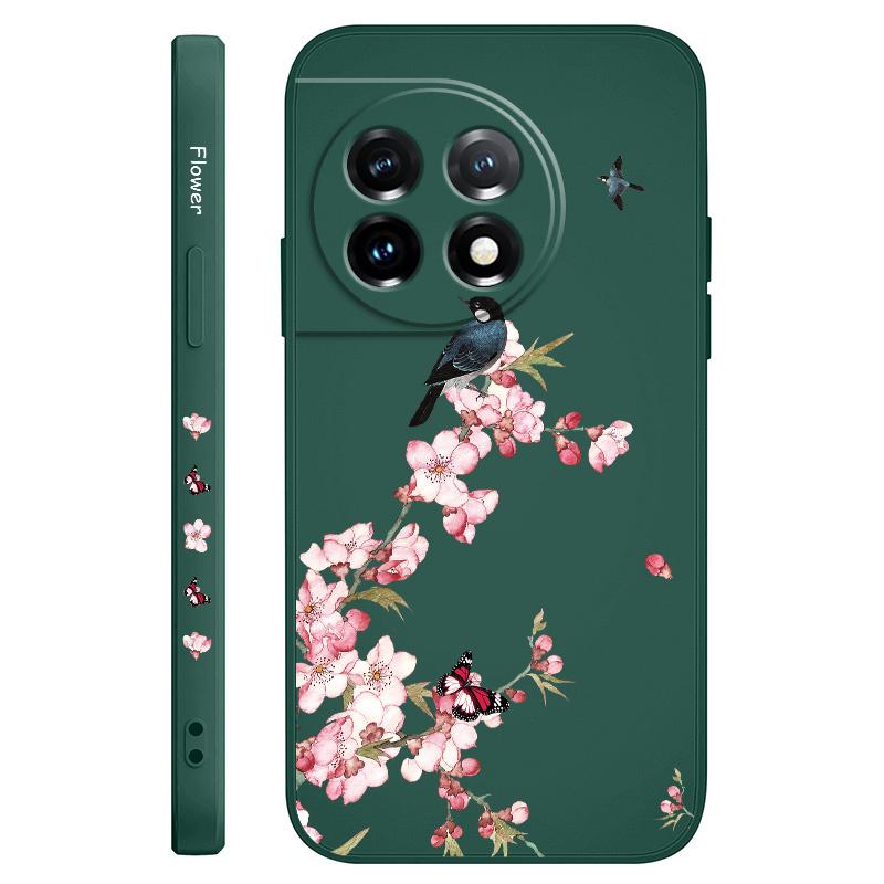 Peach Butterfly Phone Case For Oneplus 13 13R 12 12R 11 11R 10 10R 10T 9R 9RT 9 8T 8 7 7T Pro 5G Liquid Silicone Cover