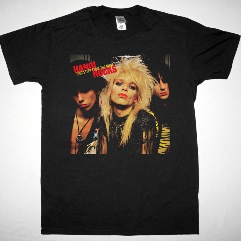 Hanoi Rocks Two Steps 1984 Black T-Shirt Glam Rock Tee