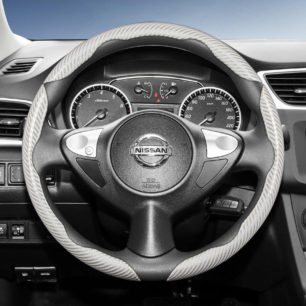 Подходит для Nissan Рулевое колесо с текстурой под карбон, с сегментированным дизайном и быстрой фиксацией, прочное, для Rogue X-Trail Kicks Qashqai Sentra