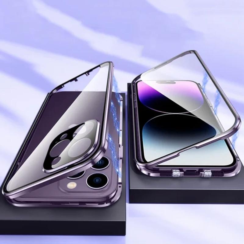 Для чехла Magsafe Для iPhone 17 16e 15 14 13 12 Pro Max Металлический Магнитный Беспроводная Зарядка Защита Линзы Двусторонняя Застежка Крышка