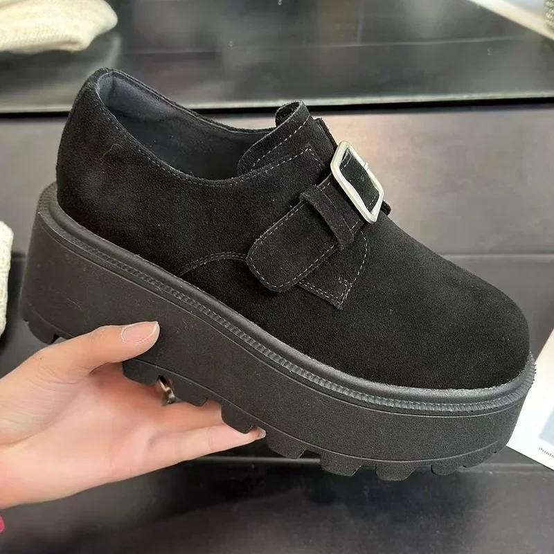 Женские замшевые мокасины на платформе, повседневные кроссовки на высоком каблуке, обувь 2025 года, спортивная обувь для бега, новинка зимы для путешествий, Zapatos Mujer