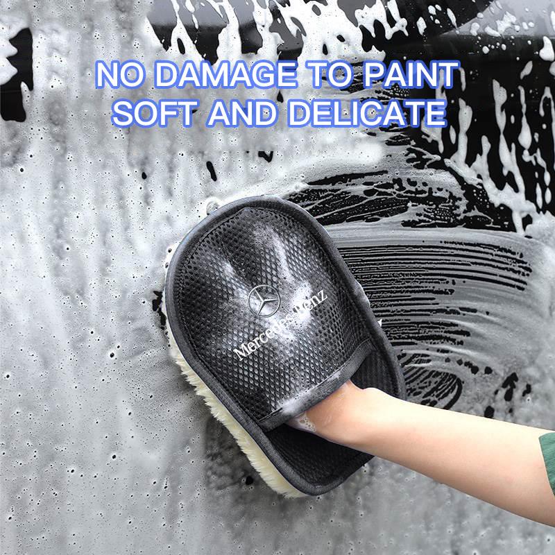 WLX4 For Mercedes Benz W210 W176 AMG CLS CLE CLA GLA GLB GLS Class A GLE W222 Car Plush Cleaning Gloves Thickening Wool Wash Towel