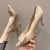 Women's Pointed Stiletto High Heels with Square Buckle - Spring 2024 Korean Style