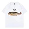 Смешная футболка с мемом Fih Fish Высококачественная Модная футболка с коротким рукавом Мужская Повседневная Свободная 100% Хлопок Летняя Уличная одежда