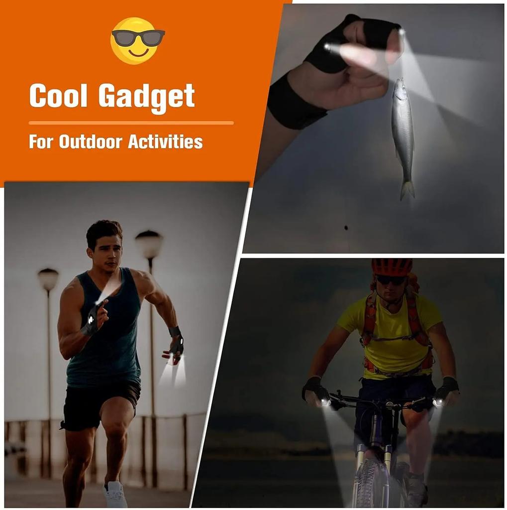 LED Flashlight Luminous Running Gloves Waterproof Cycling Camping Hiking Rescue Glove Lamp Lighting Gloves Fingerless Gloves