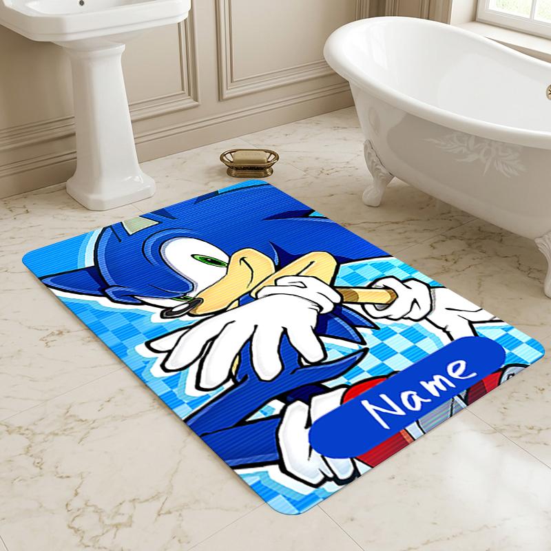 Personalized Name Sonic Adventure Living Room Non-Slip Area Rug Soft Carpet for Bedroom Playroom Sofa Office Home Decor Doormat