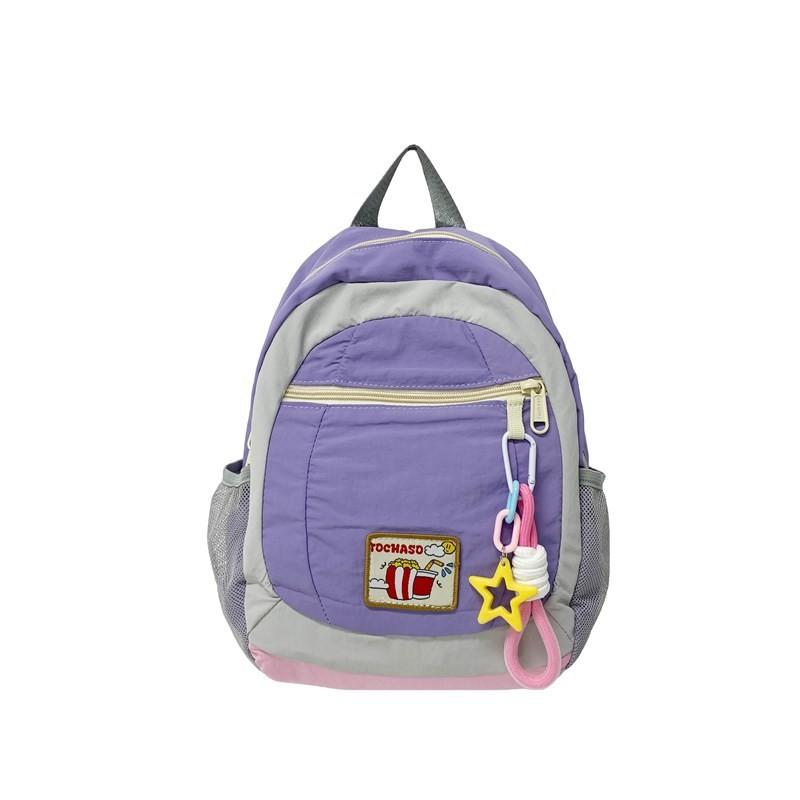 Contrast Childrens Color Backpack With Canvas Material For Daily Style College