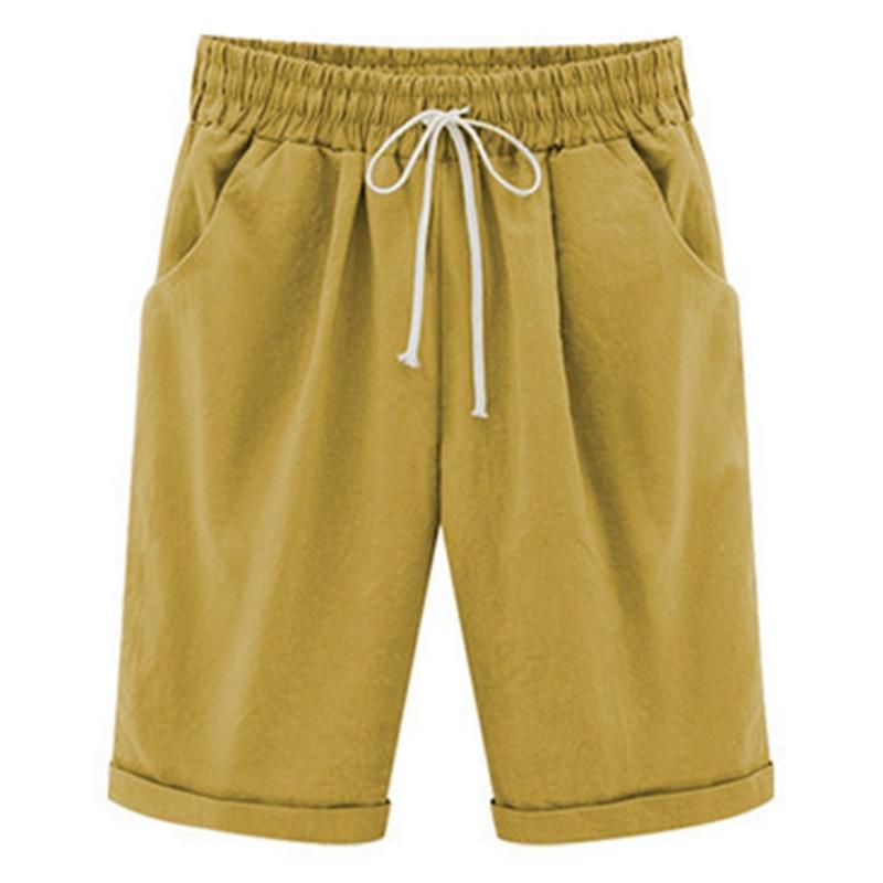 Women's Summer Casual Shorts Solid Color Drawstring Shorts