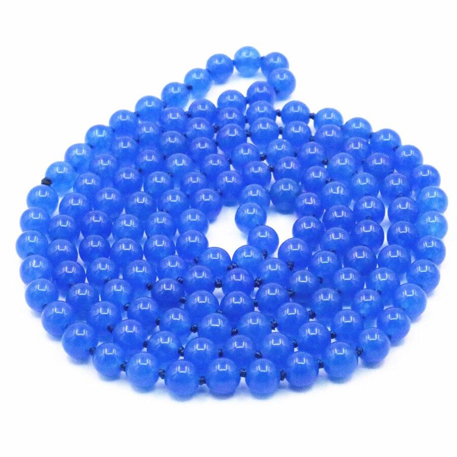 New Accessory Chalcedony Beads Purple Crystal Necklace Natural Stone for Women Girls Gifts Party Ball Jewelry Making 8mm 50inch