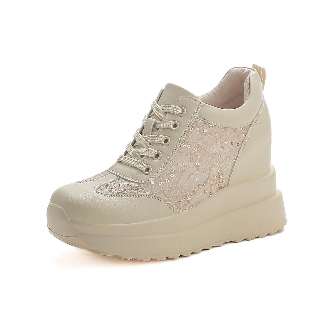 Fujin 10 см сетчатая платформа танкетка массивные туфли из натуральной кожи скрытые каблуки женские летние весенние осенние прогулочные кроссовки мода