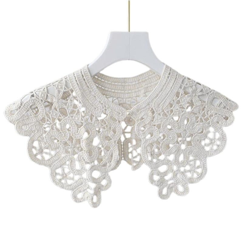 White False Collar Detachable Fake Collar Lace Hollow Out Trim Embroidery Neckline Removable Adults Kids Clothes Accessories