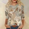 Round Neck 3D Floral Printed Top Fashionable and Casual Long Sleeved Women's T-shirts