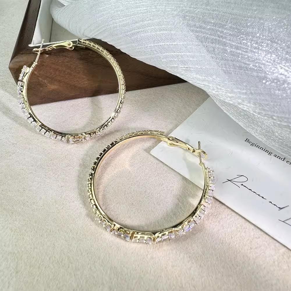 Серьги с геометрическим кругом из циркония Super Flash, женские преувеличенные серьги Niche Cold Wind Simple, универсальные серьги премиум-класса