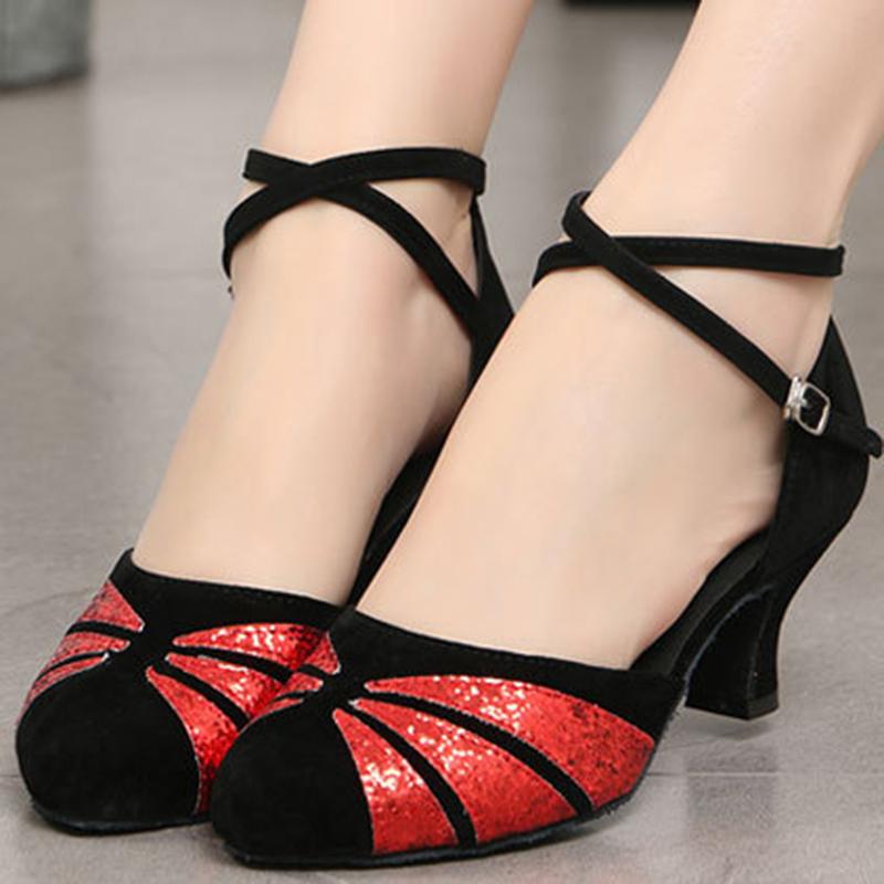 Танцевальная обувь для женщин Каблук 5/3 см Закрытый носок Бальные латинские танцы Обувь на резиновой мягкой подошве Высокий каблук Танцевальная обувь для танго Сальса