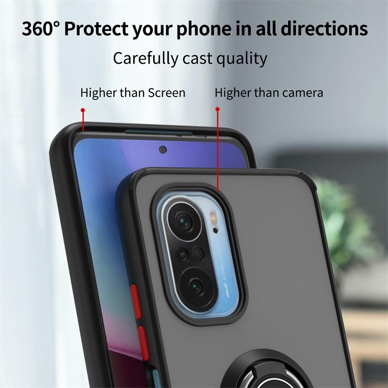 Для Xiaomi Poco F3 Чехол Матовый Противоударный Автомобильный Магнитный Стенд Задняя Крышка для PocoF3 Pocco Poko Little F 3 Броня Жесткий ПК Кольцо Funda