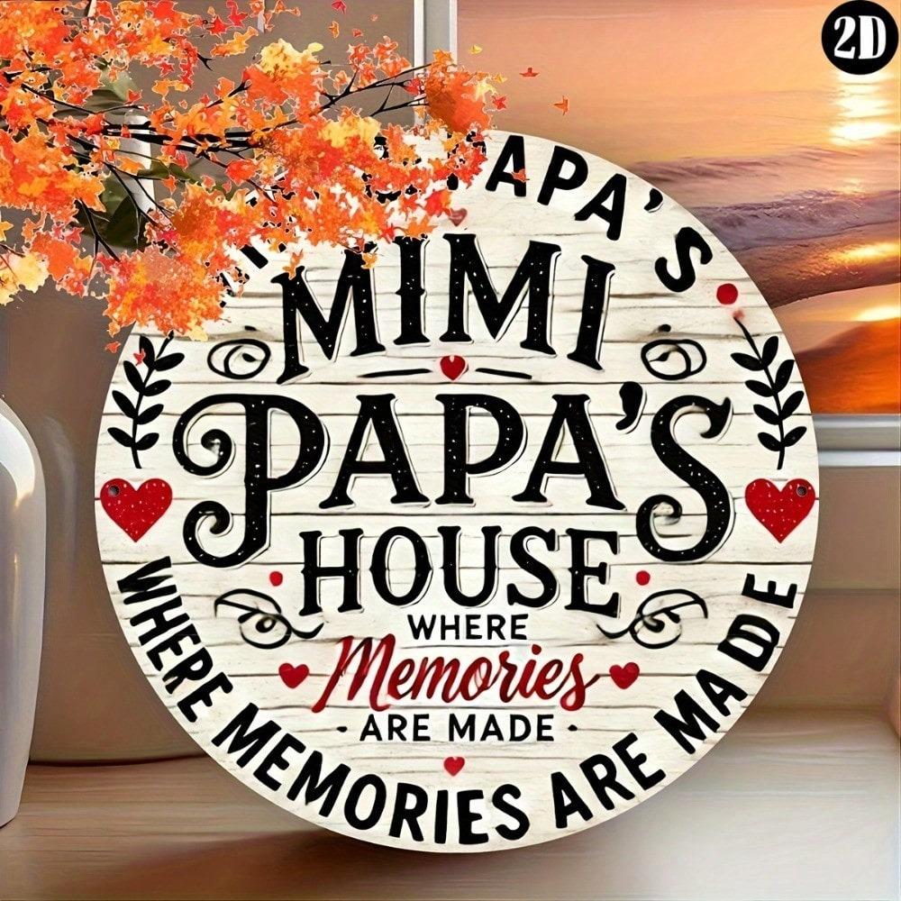 1 шт. Ретро Семейный Дом Металлическая Настенная Табличка Mimi Papa Дом Воспоминания Винтажный Декор Табличка для Сада Патио В помещении На улице Прочный Железный