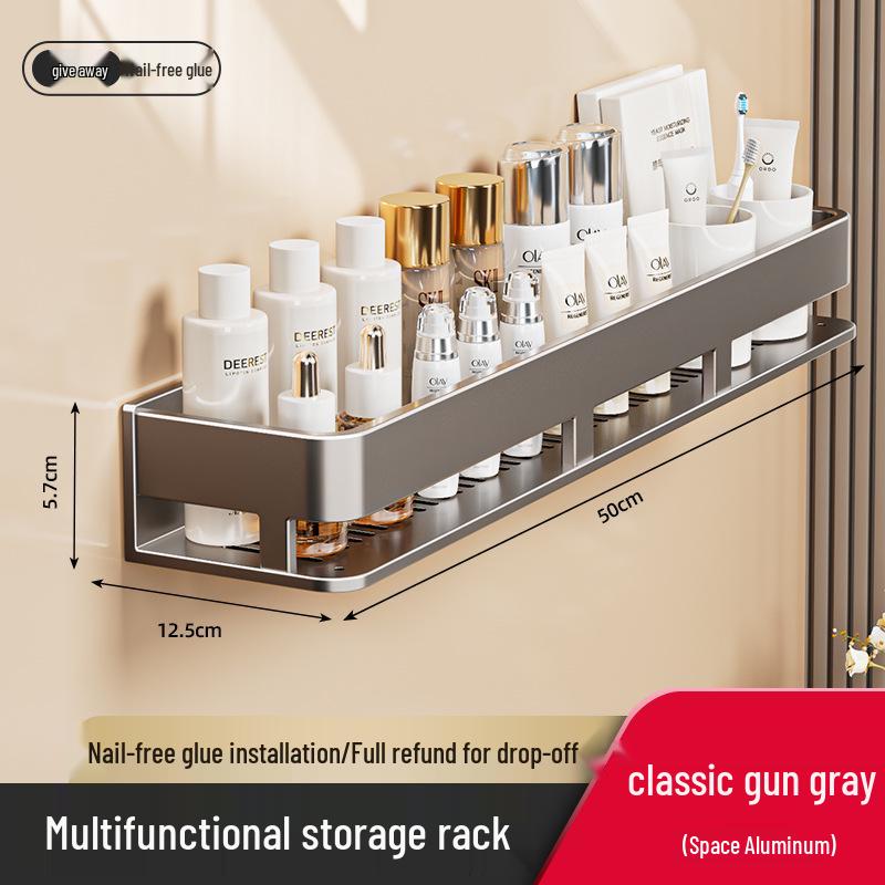 Настенная полка для ванной без сверления и органайзер для косметики