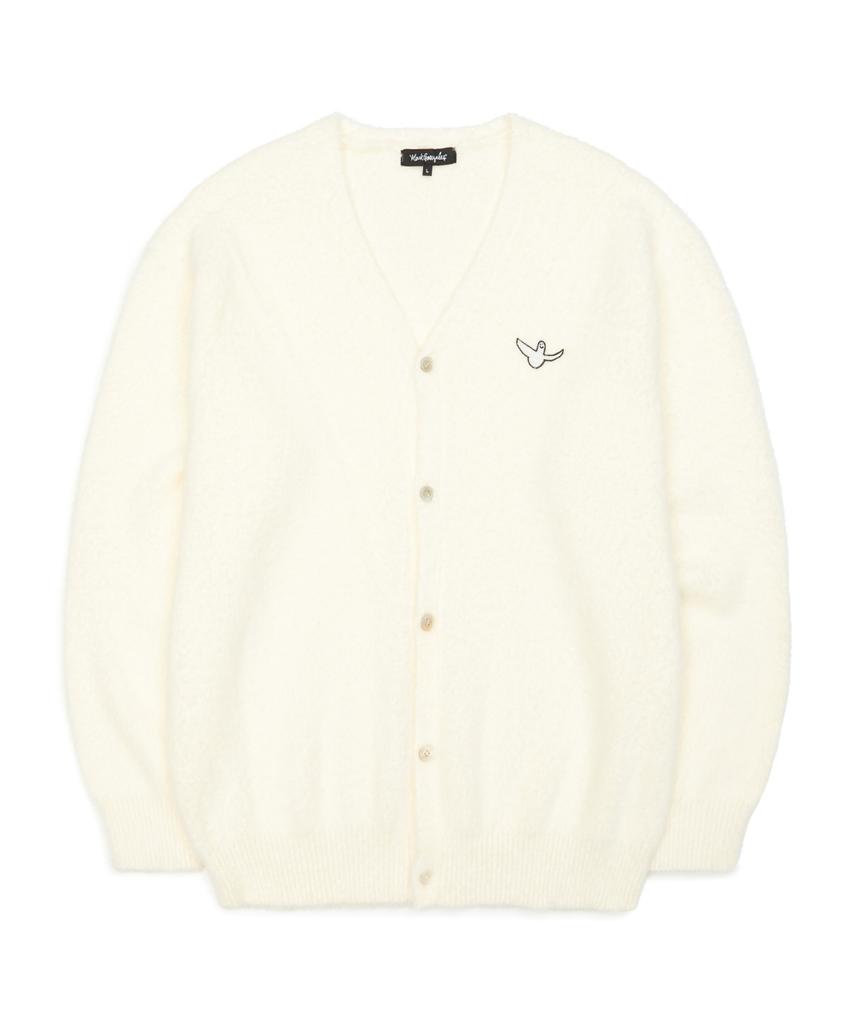 Mark Gonzales Кардиган Angel Hairy с V-образным вырезом, вязаный - Цвет: Слоновая кость