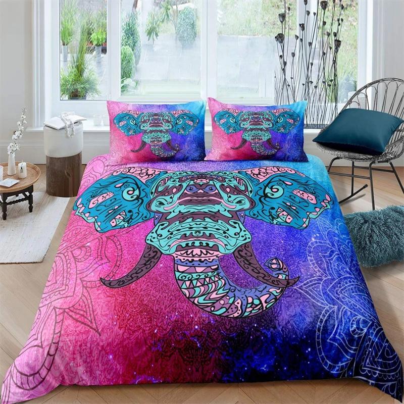 Tribal Ethnic Elephant Duvet Cover Exotic Style Bedding Set Boho Mandala Flower Paisley Quilt Cover Polyester Comforter Cover