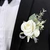 White Forest Style Bridal Party Floral Wrist and Boutonniere Set