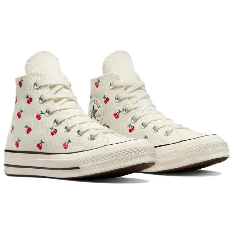 Converse Женские кроссовки Chuck 70 High Cherries кремово-красные Egret A08863C