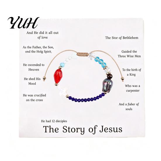 Religious Jewelry for Prayer Handmade Story of Jesus Bracelet, Adjustable Symbol Bracelet Faith Based Women Womens, Stackable Braided Bead Wrap