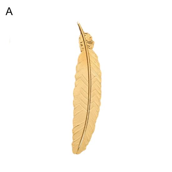 Anti Fade Bookmark Electroplating Brass Exquisite Feather Bookmark Stationery for Daily