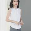 Women's Slim Fit Sleeveless White Half-Turtleneck Sweater Vest for Early Spring – Korean Style