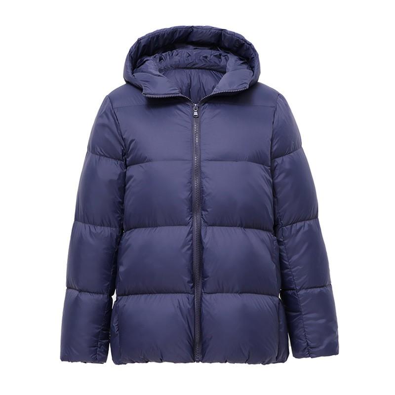 Womens Short Puffer Jacket With Hood Thick White Duck Down Fill Loose Fit Warm Coat Winter