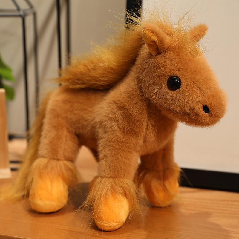 Имитация животного черная пони кукла плюшевая игрушка маленькая белая лошадь кукла зодиака лошади детская кукла