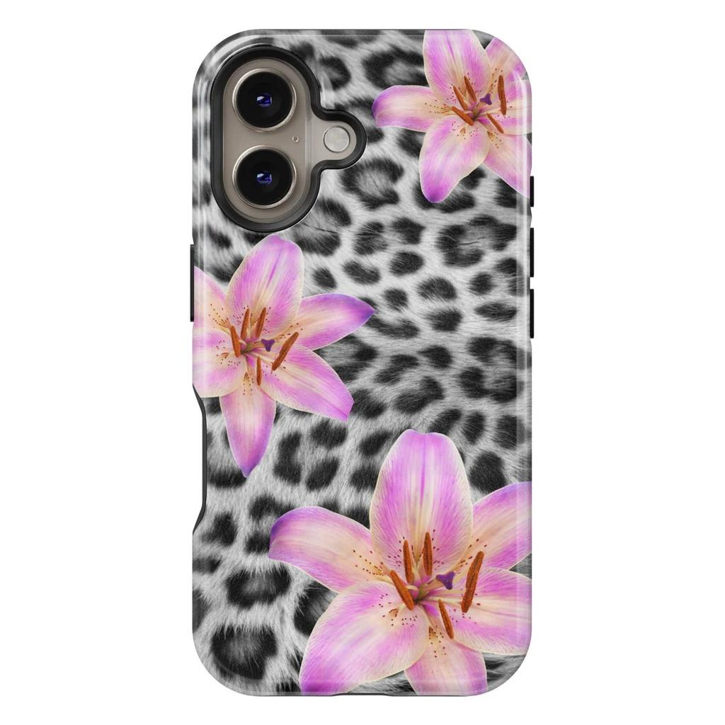 Чехол для телефона с принтом леопарда и цветами для IPhone 17 16e 16 15 14 13 12 11 X XS XR XSMAX 7 8 Air Pro Max Plus Роскошная двухслойная крышка