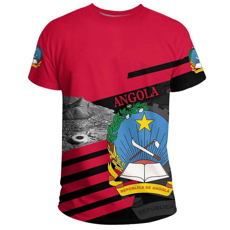 Angola Coat of Arms T-shirt for Men Summer 3D Printed T Shirts Crew Neck Short Sleeves Casual Tops Streetwear Loose Tee Shirt