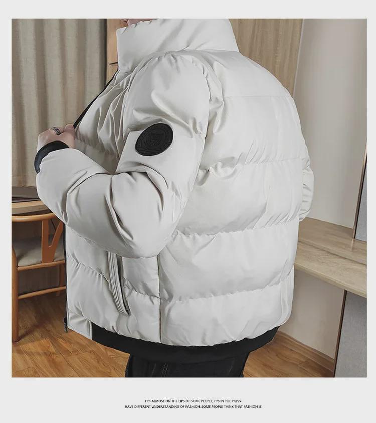 Brand Men's Thick Warm Down Cotton Jacket - Autumn/Winter Casual Stand Collar, Slim Fit.