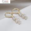 14K Gold Plating Korea Jewelry Exquisite AAA Zircon Bear Pendant Earrings Sweet Girl Gift Elegant Women Daily Work Earrings