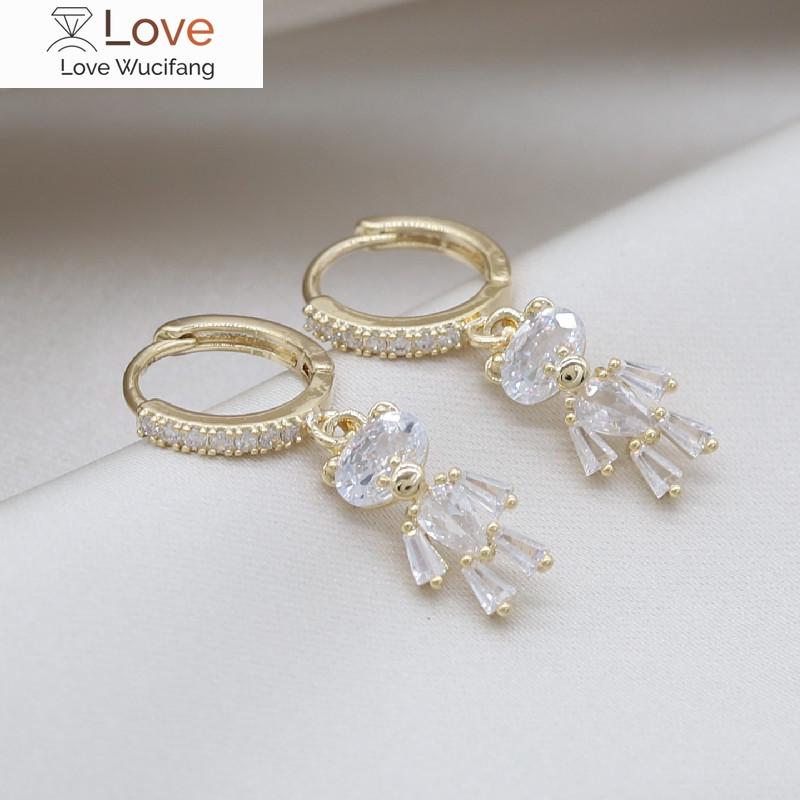 14-каратное золотое покрытие, корейские ювелирные изделия, изысканные серьги-подвески в виде медведя из циркония класса ААА, милый подарок для девушки, элегантные женские повседневные рабочие серьги