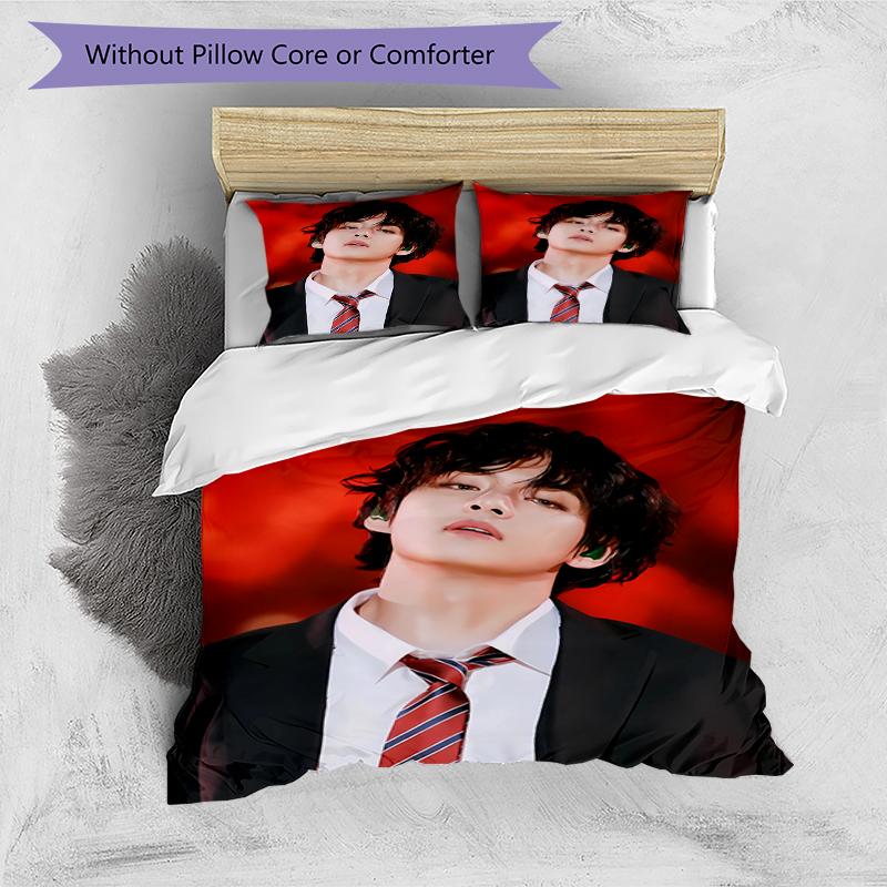 3pcs Jin singer pattern bedding set duvet cover set includes duvet cover &pillowcases, perfect all season bedroom decoration & gift