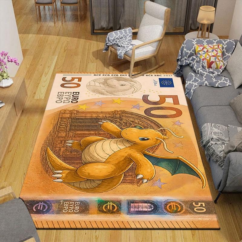 1Pc Dragon Euro Note Rug, Office Carpet Indoor Outdoor Doormat, Non-Slip, Comfortable, Living, Christmas Halloween, Xmas Gift S1622