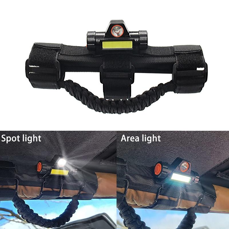 Roof Top Roll Bar Grab Handle with Dome Light Interior Roof Handle Bar Light for Jeep Wrangler CJ YJ TJ JK JL JT 1945-2021