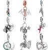 S925 Sterling Silver Feather Angel Clover Tree Mom Heart Pendant DIY Beads Fit Original  Charms Bracelet Fine Jewelry Gift