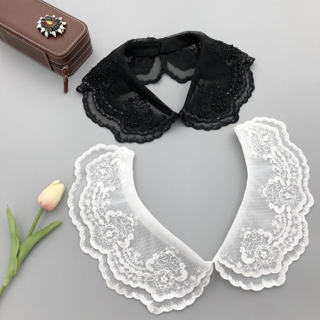Lace Floral Fake Collar for Women Shirt Detachable Collar Shoulder Wraps Female False Collar Neckwear Clothing Accessories