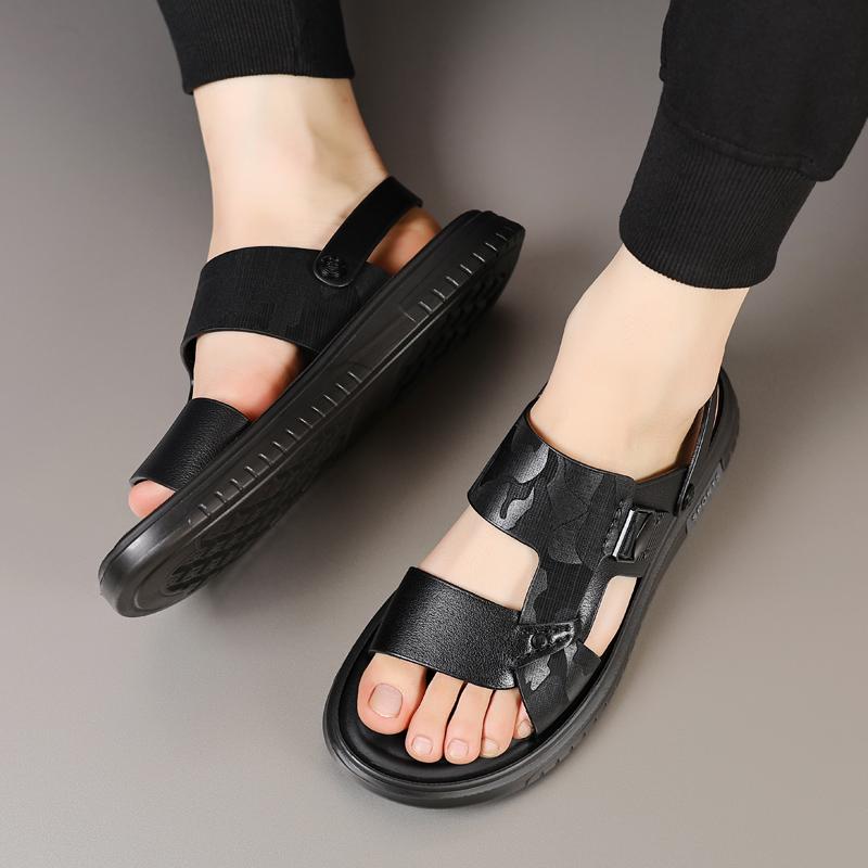 Fashion2024 Genuine Leather Sandals Men Soft Comfortable Summer Sandals Open Shoes Non Slip Outdoor Beach Sandal Fashion Men's Sandal