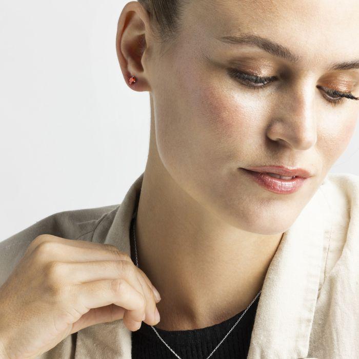 Boucles D'oreilles - LUXENTER - Yedia - Argent 925 - Zirconium Rubis - Clou