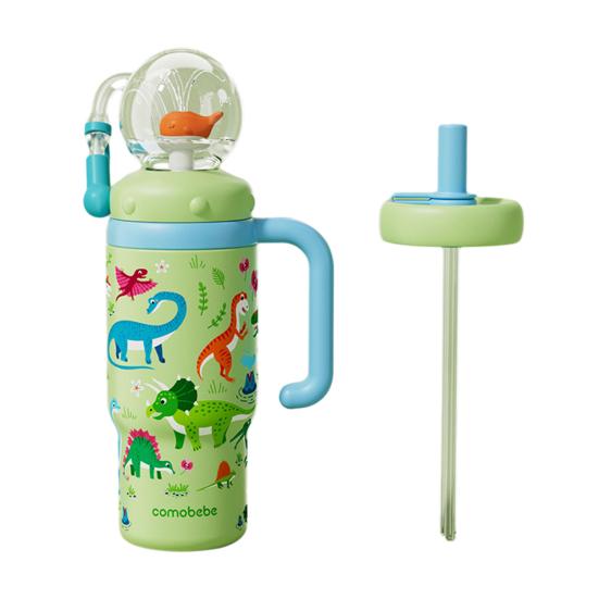 Стакан-фонтан в форме кита 710 мл из нержавеющей стали с забавным эффектом фонтана, герметичная, непроливаемая, с трубочкой, для детей и взрослых