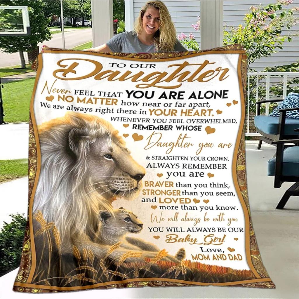 Персонализированное одеяло из шерпы для моей дочери с принтом льва, волка и дракона, подарок от мамы, папы, одеяло для дивана-кровати, мягкое одеяло для пикника