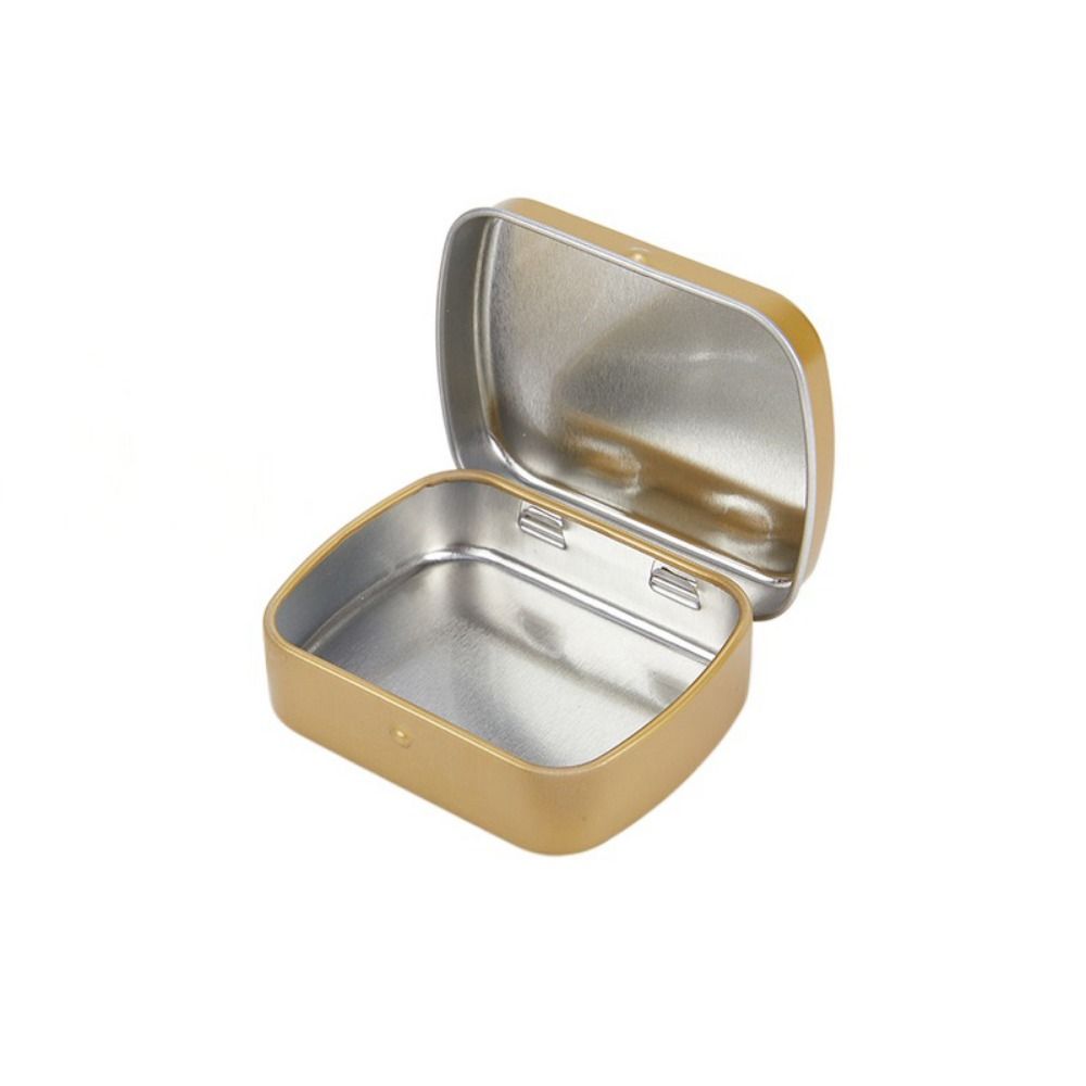 With Lid Rectangular Candy Box Sealed Mini Pill Case Portable Flip-top Iron Box Storage Box