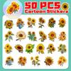 10/30/50PCS Pastoral Sunflower PVC Sticker Aesthetic Decoration Scrapbooking Stationery DIY Hand Accounting School Supplies