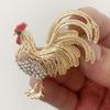 Cute Colour Rooster Brooch Pin For Women Enamel Animal Corsages Crystal Cock Jewelry Pins Gift