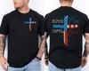 Stand for The Flag I Kneel for The Cross Patriotic Christian US Flag 2 Sided Tee