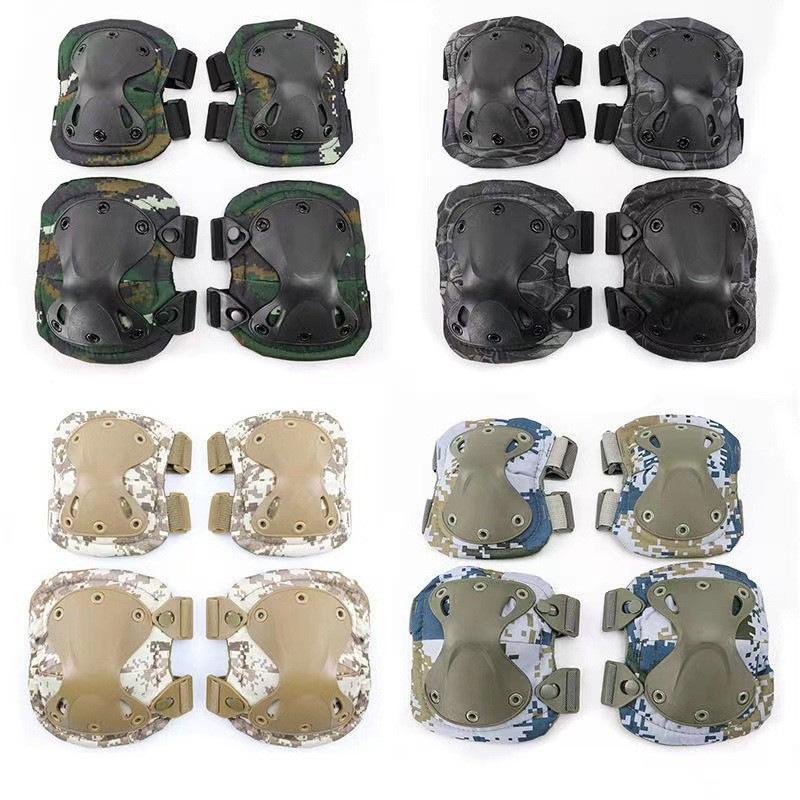 4Pcs/Set Elbow Knee Pads Outdoor Tactical Protective Gear Sports Cycling Hiking Safety Knee Brace Men CS Hunting Knee Support
