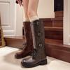 Brand New Winter Buckles Street Riding Boots Cool Chunky Heels Knee High Motorcycles Boot Shoes for Women